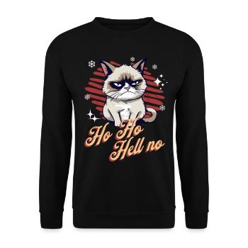 Wütende Katze Xmas Sarkastisch Lustige Katze Meme - Unisex Pullover - Schwarz - Vorne - Alina (178cm) & Michal (187cm)