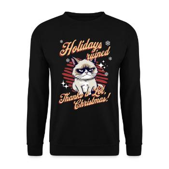 Wütende Katze Xmas Sarkastisch Lustige Katze Meme - Unisex Pullover - Schwarz - Vorne - Alina (178cm) & Michal (187cm)