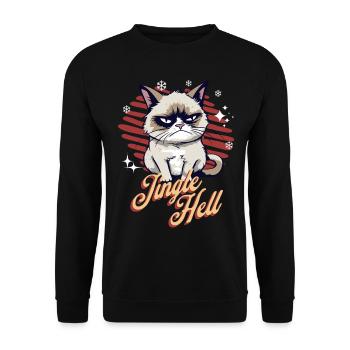 Wütende Katze Xmas Sarkastisch Lustige Katze Meme - Unisex Pullover - Schwarz - Vorne - Alina (178cm) & Michal (187cm)