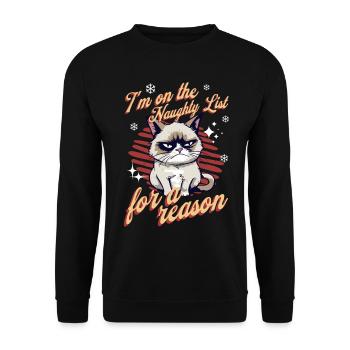 Wütende Katze Xmas Sarkastisch Lustige Katze Meme - Unisex Pullover - Schwarz - Vorne - Alina (178cm) & Michal (187cm)