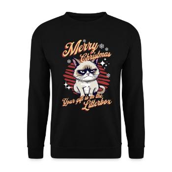 Wütende Katze Xmas Sarkastisch Lustige Katze Meme - Unisex Pullover - Schwarz - Vorne - Alina (178cm) & Michal (187cm)