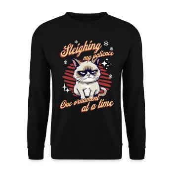 Wütende Katze Xmas Sarkastisch Lustige Katze Meme - Unisex Pullover - Schwarz - Vorne - Alina (178cm) & Michal (187cm)