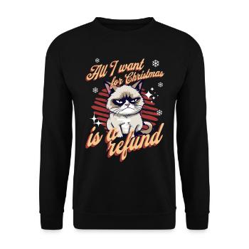 Wütende Katze Xmas Sarkastisch Lustige Katze Meme - Unisex Pullover - Schwarz - Vorne - Alina (178cm) & Michal (187cm)