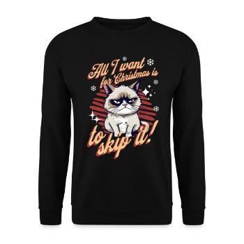 Wütende Katze Xmas Sarkastisch Lustige Katze Meme - Unisex Pullover - Schwarz - Vorne - Alina (178cm) & Michal (187cm)