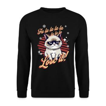 Wütende Katze Xmas Sarkastisch Lustige Katze Meme - Unisex Pullover - Schwarz - Vorne - Alina (178cm) & Michal (187cm)