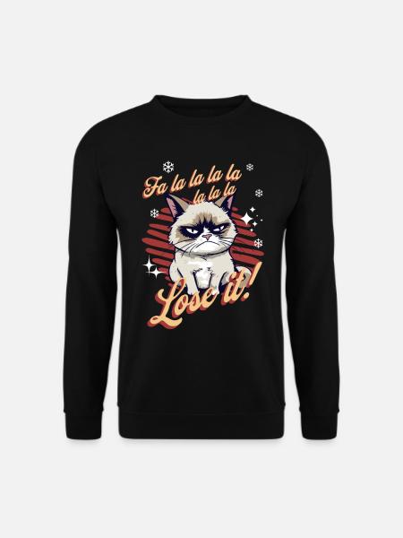 Angry Cat Xmas Sarcastic Funny Cat Meme - Unisex Sweatshirt - black
