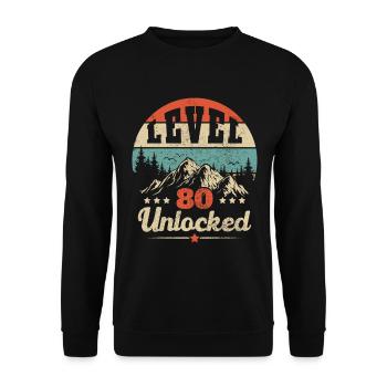 Level 80 unlocked - Unisex Sweatshirt - black - Front - Alina (178cm) & Michal (187cm)