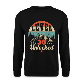 Level 30 freigeschaltet - Unisex Pullover - Schwarz - Vorne - Alina (178cm) & Michal (187cm)