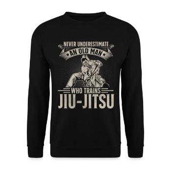Ne sous-estimez jamais un vieil homme qui s’entraîne au JJB - Sweat-shirt Unisexe - noir - Devant - Alina (178cm) & Michal (187cm)