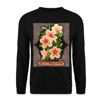 Azalée Vintage, Azalée Indica, fleurs botaniques - Sweat-shirt Unisexe - noir - Devant - Alina (178cm) & Michal (187cm)