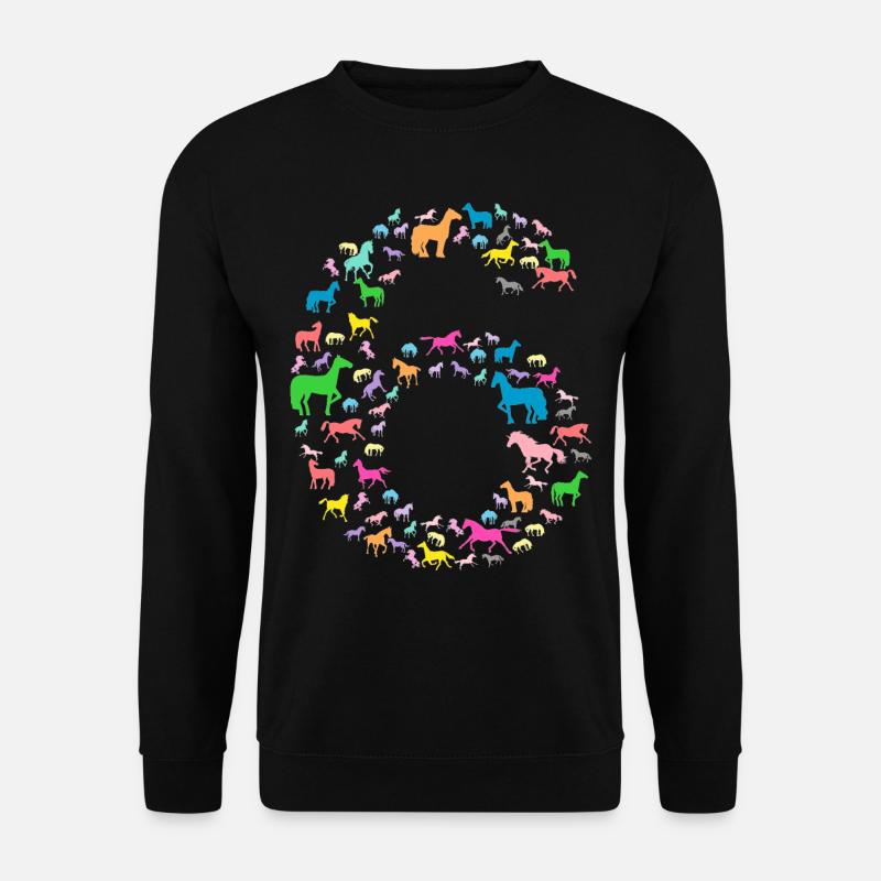 SECHS JAHRE MIT PFERDEN UND EINHÖRNERN - Unisex Pullover - Schwarz