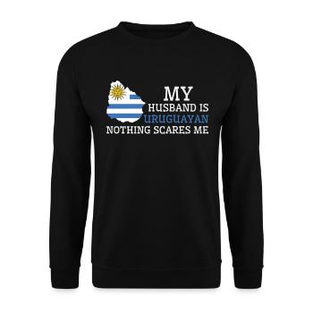 Nothing Scares Me My Wife Is Uruguayan Husband - Unisex Sweatshirt - black - Front - Alina (178cm) & Michal (187cm)