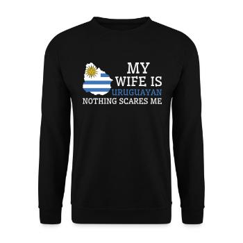 Nothing Scares Me My Wife Is Uruguayan Husband - Unisex Sweatshirt - black - Front - Alina (178cm) & Michal (187cm)
