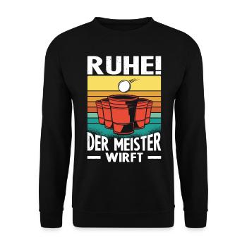 Ruhe Der Meister Wirft Beerpong Beer Pong Bierpong - Unisex Pullover - Schwarz - Vorne - Alina (178cm) & Michal (187cm)