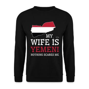 Rien ne me fait peur Ma femme est yéménite - Sweat-shirt Unisexe - noir - Devant - Alina (178cm) & Michal (187cm)