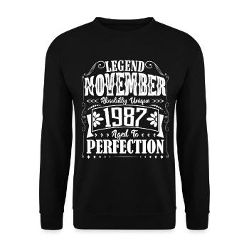 Novembre 1987. Cadeau d'Anniversaire novembre 1987 - Sweat-shirt Unisexe - noir - Devant - Alina (178cm) & Michal (187cm)