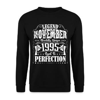 November 1995. November 1995 Birthday Gift - Unisex Sweatshirt - black - Front - Alina (178cm) & Michal (187cm)