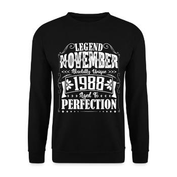 Novembre 1988. Cadeau d'Anniversaire novembre 1988 - Sweat-shirt Unisexe - noir - Devant - Alina (178cm) & Michal (187cm)