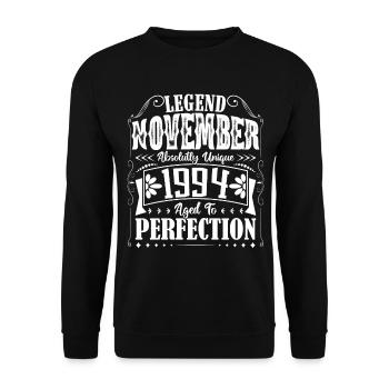 November 1994. November 1994 Birthday Gift - Unisex Sweatshirt - black - Front - Alina (178cm) & Michal (187cm)