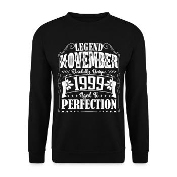 November 1999. November 1999 Birthday Gift - Unisex Sweatshirt - black - Front - Alina (178cm) & Michal (187cm)