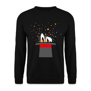 Chapeau de sorcier, lapin, oreilles de lapin, magicien, sorcellerie - Sweat-shirt Unisexe - noir - Devant - Alina (178cm) & Michal (187cm)