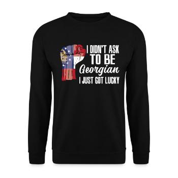 Georgisch Amerikanisch US-Patriot USA Gewachsen - Unisex Pullover - Schwarz - Vorne - Alina (178cm) & Michal (187cm)