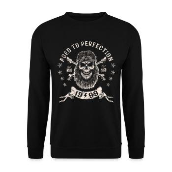 1999 Geburtstag Aged to perfection Rock Hard - Unisex Pullover - Schwarz - Vorne - Alina (178cm) & Michal (187cm)