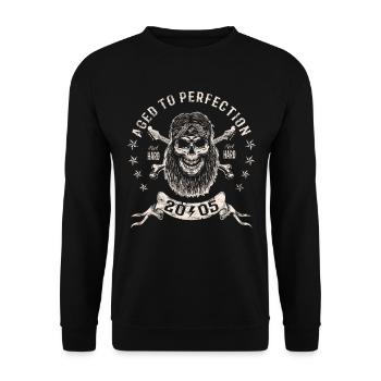 2005 Geburtstag Aged to perfection Rock Hard - Unisex Pullover - Schwarz - Vorne - Alina (178cm) & Michal (187cm)