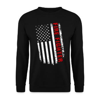 USA Wildland Firefighter American Flag - Unisex Sweatshirt - black - Front - Alina (178cm) & Michal (187cm)