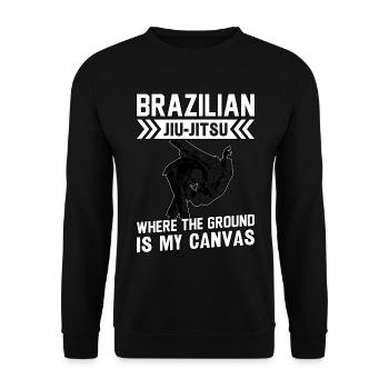 Brazilian Jiu-Jitsu where the ground is my Canvas - Unisex Pullover - Schwarz - Vorne - Alina (178cm) & Michal (187cm)