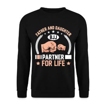 Père et fille BJJ Partenaires pour la vie - Sweat-shirt Unisexe - noir - Devant - Alina (178cm) & Michal (187cm)