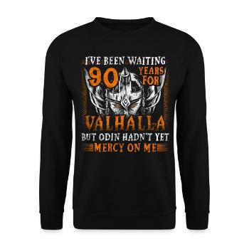 Waiting 90 Years for Valhalla 90th Birthday - Unisex Sweatshirt - black - Front - Alina (178cm) & Michal (187cm)