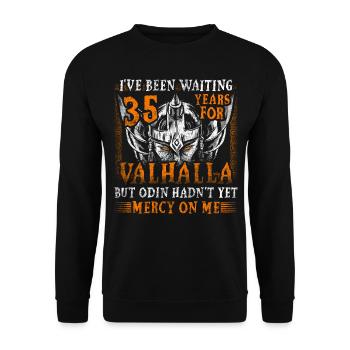Waiting 35 Years for Valhalla 35th Birthday - Unisex Sweatshirt - black - Front - Alina (178cm) & Michal (187cm)