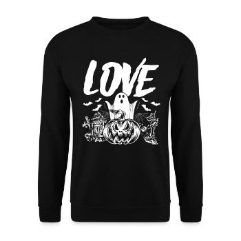 Halloween Ghost Pumpkin - Halloween LOVE - Unisex Sweatshirt - black - Front - Alina (178cm) & Michal (187cm)
