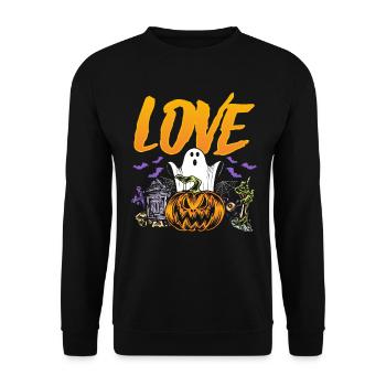 Halloween Ghost Pumpkin - LOVE Halloween - Unisex Sweatshirt - black - Front - Alina (178cm) & Michal (187cm)