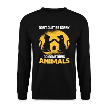 Hunderettungs Designs Für Tierrechtsaktivisten - Unisex Pullover - Schwarz - Vorne - Alina (178cm) & Michal (187cm)
