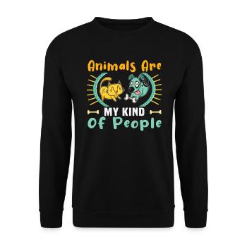 Hunderettungs Designs Für Tierrechtsaktivisten - Unisex Pullover - Schwarz - Vorne - Alina (178cm) & Michal (187cm)