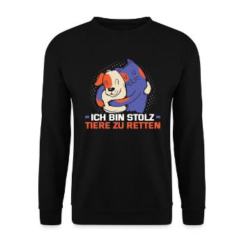 Hunderettungs Designs Für Tierrechtsaktivisten - Unisex Pullover - Schwarz - Vorne - Alina (178cm) & Michal (187cm)