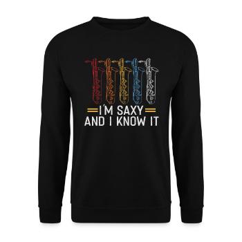 Saxophonist Orchester Musiker Saxophonspieler - Unisex Pullover - Schwarz - Vorne - Alina (178cm) & Michal (187cm)