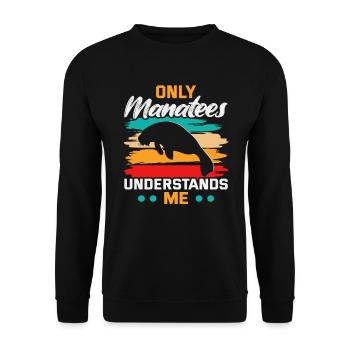 Cold Nose Warm Heart Manatee chubby manatee - Unisex Sweatshirt - black - Front - Alina (178cm) & Michal (187cm)