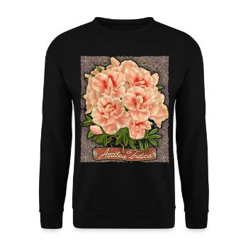 Rosa Indische Azalee, vintage-retro, Azalea Indica - Unisex Pullover - Schwarz - Vorne - Alina (178cm) & Michal (187cm)