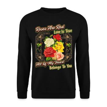 Red Roses, Love, Valentine's Day Saying - Unisex Sweatshirt - black - Front - Alina (178cm) & Michal (187cm)