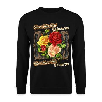 Vintage Roses, Love, Valentine's Day, Roses Saying - Unisex Sweatshirt - black - Front - Alina (178cm) & Michal (187cm)