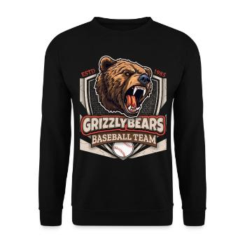 Baseball, Grizzly Bears Team, Grizzlybären Logo - Unisex Sweatshirt - black - Front - Alina (178cm) & Michal (187cm)