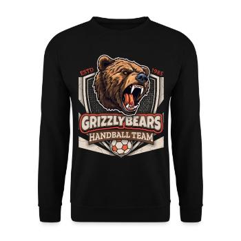 Handball, Équipe des Grizzlys, Logo des Grizzlybären - Sweat-shirt Unisexe - noir - Devant - Alina (178cm) & Michal (187cm)