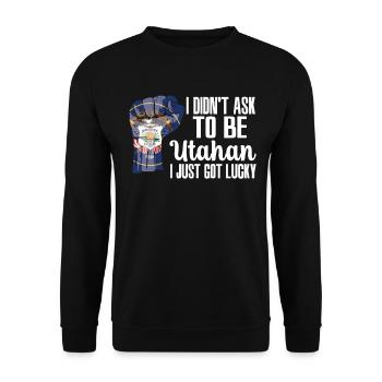 Utahan American US Patriot USA Grown Utah Flag - Unisex Sweatshirt - black - Front - Alina (178cm) & Michal (187cm)