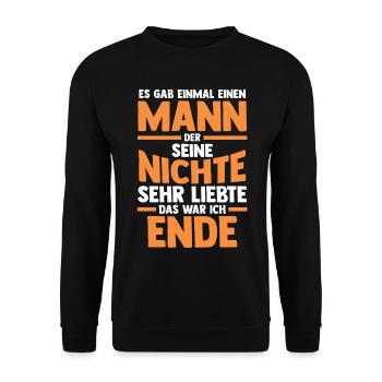 Nichte Pate Patenonkel Onkel - Unisex Pullover - Schwarz - Vorne - Alina (178cm) & Michal (187cm)