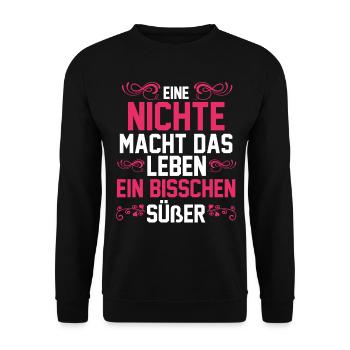 Nichte - Unisex Pullover - Schwarz - Vorne - Alina (178cm) & Michal (187cm)