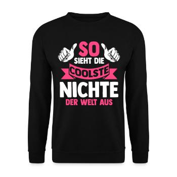Coolste Nichte - Unisex Pullover - Schwarz - Vorne - Alina (178cm) & Michal (187cm)
