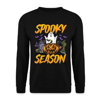 Halloween Spooky Season - Fantôme d’Halloween drôle - Sweat-shirt Unisexe - noir - Devant - Alina (178cm) & Michal (187cm)